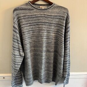 32 Bar Blues Mens 2XL Wool Alpaca Blend Striped Marled Crewneck Sweater Grey